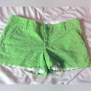 Lilly Pulitzer green lace shorts size 4